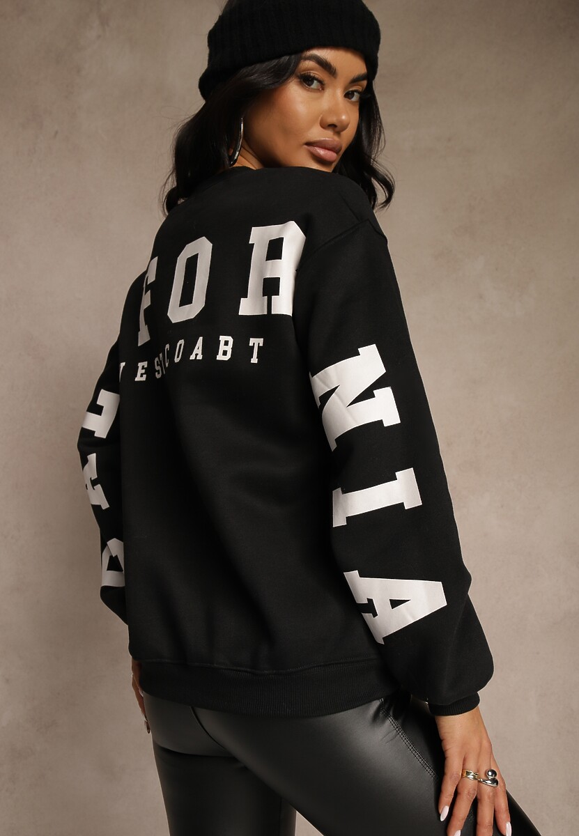 Zielona Bluza Ocieplana z Bawełną Ozdobiona Napisem Fezurra