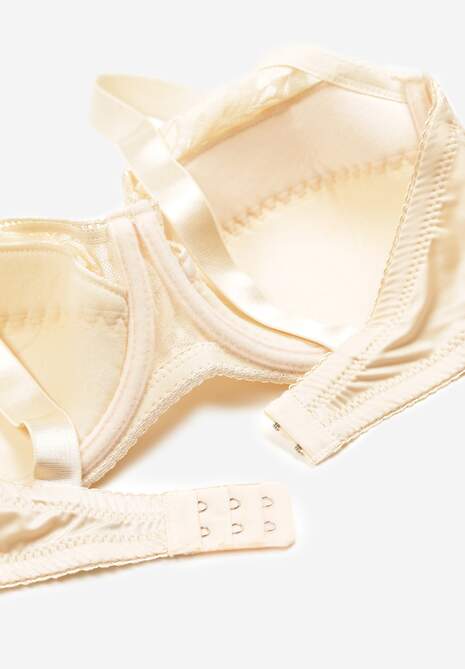 Jasnobeżowy Biustonosz Koronkowy z Usztywnieniem i Regulowanymi Ramiączkami Lurefia