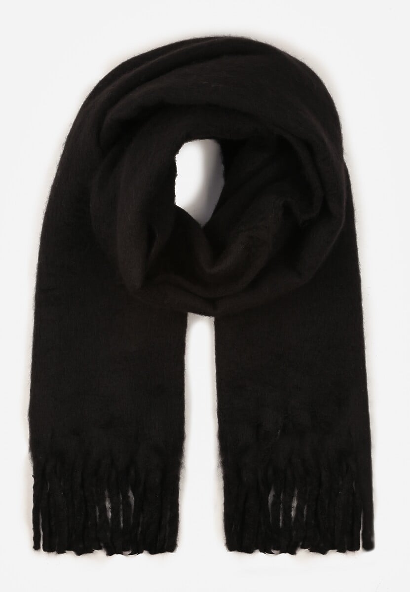 Czarny Szalik Ozdobiony Frędzlami Owedela