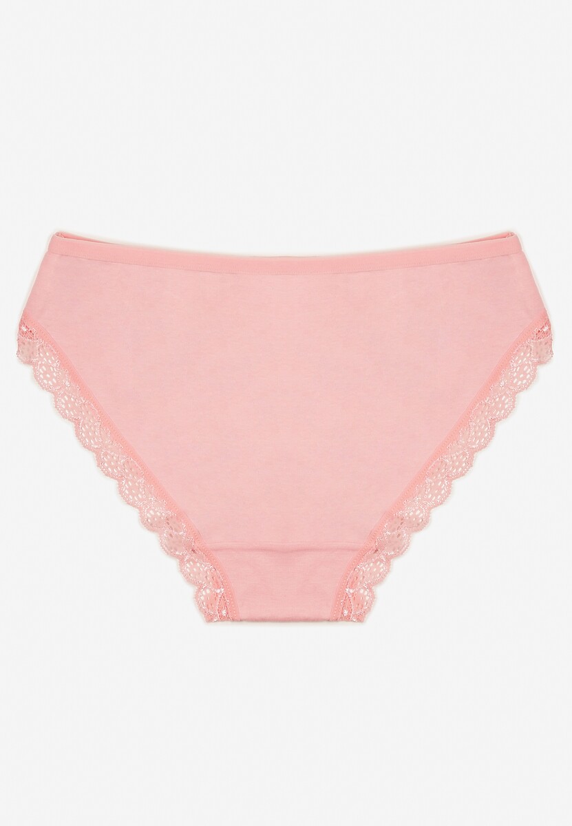 Różowe Majtki Figi z Koronką z Elastycznej Bawełny Wiabelia