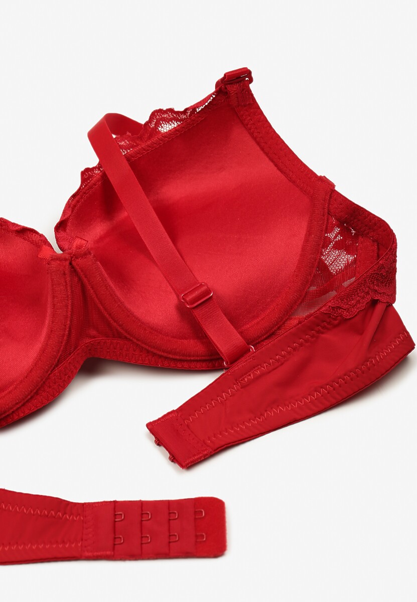 Czerwony Koronkowy Biustonosz o Kroju Push-Up Neladrith