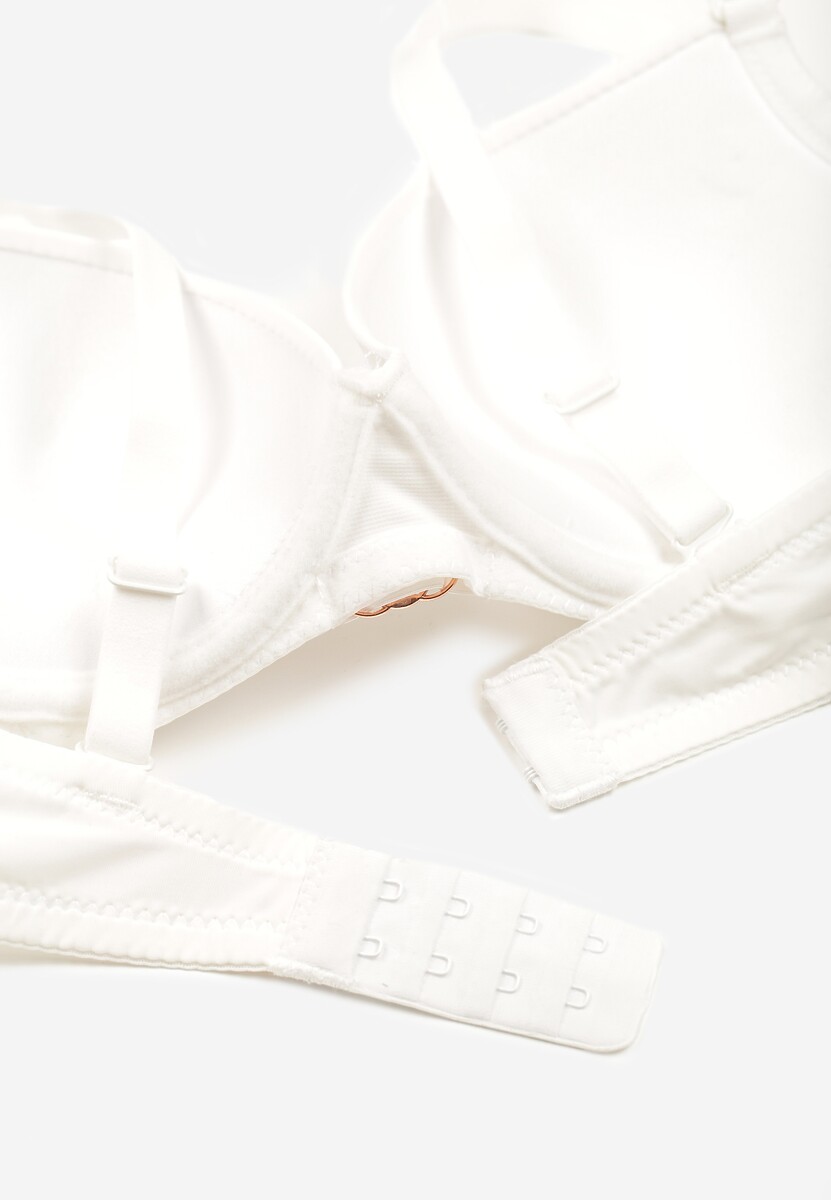 Biały Klasyczny Biustonosz z Metalicznymi Wstawkami Emarielle