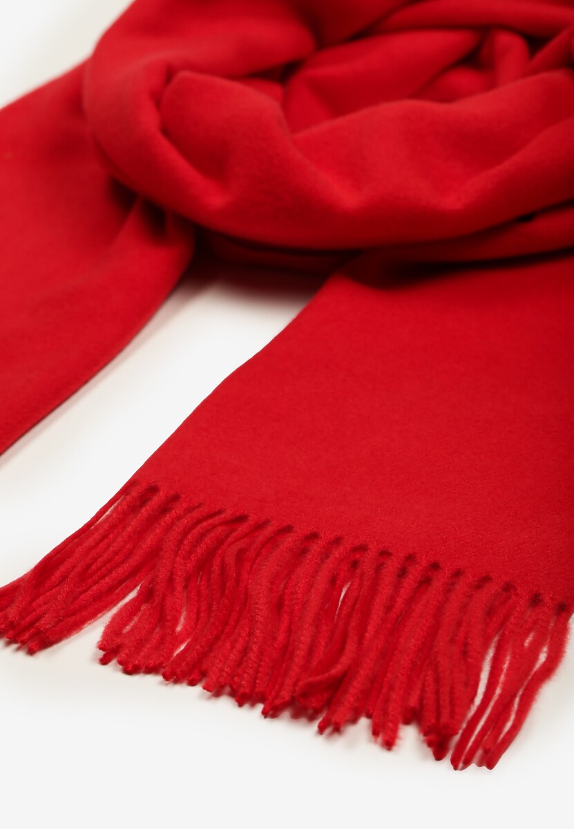 Czerwony Szalik z Wiskozą Bawełną i Frędzlami Siathlin