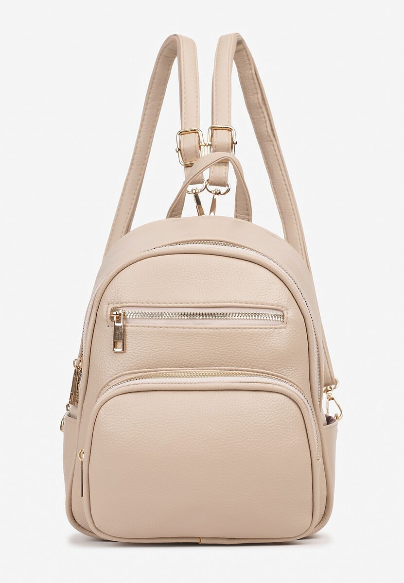 Beżowy Plecak Ozdobiony Suwakami z Odpinanymi Paskami z Regulacją Nelmira