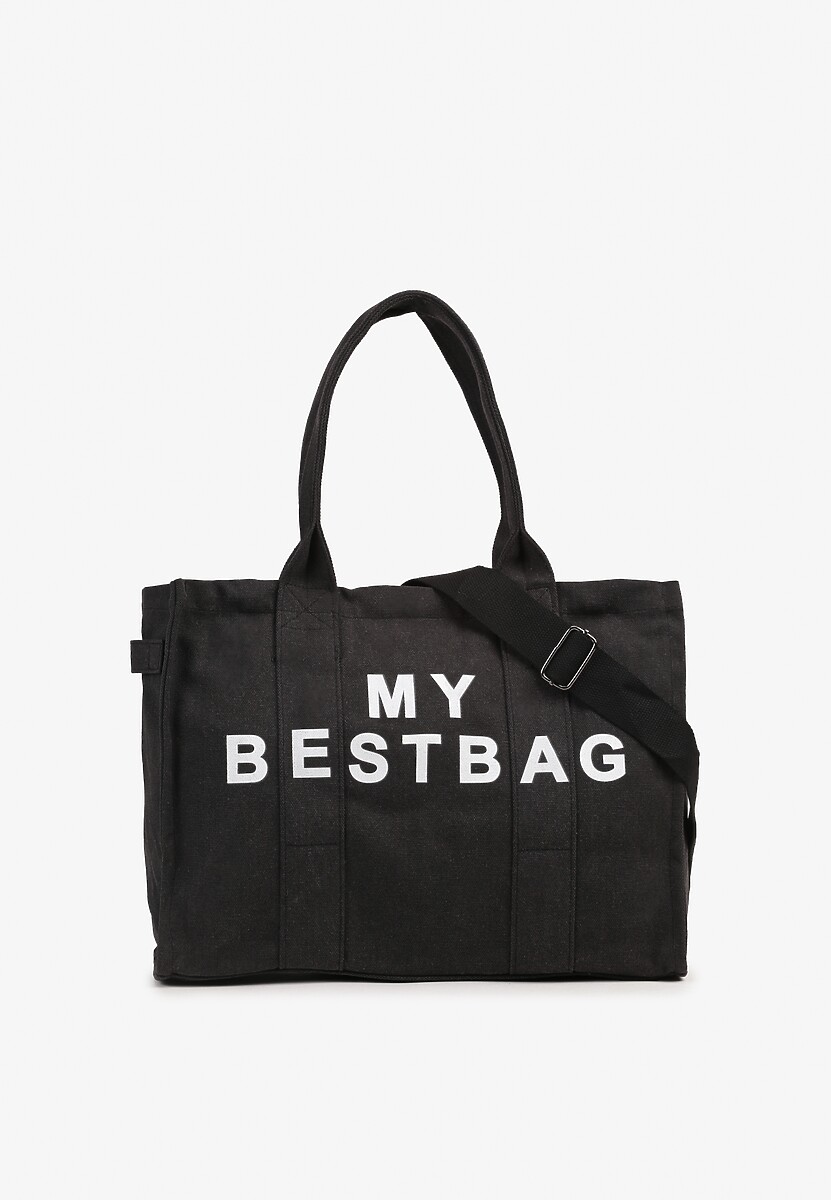 Czarna Torebka Typu Shopper z Plecionki Sevisha