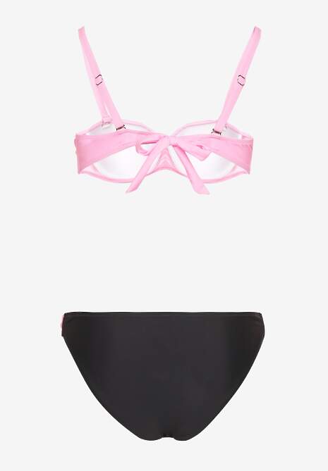 Jasnoróżowe Bikini Majtki Figi i Biustonosz z Marszczeniem Sepiana