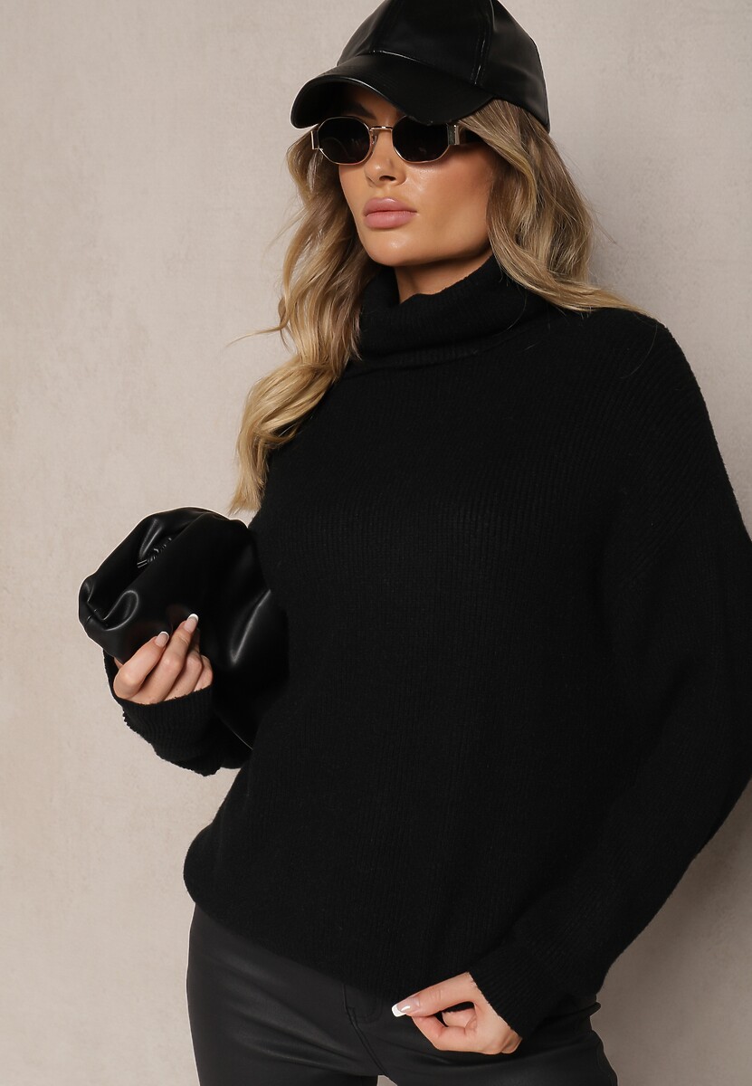 Czarny Golf z Domieszką Wiskozy i Kaszmiru Azivara