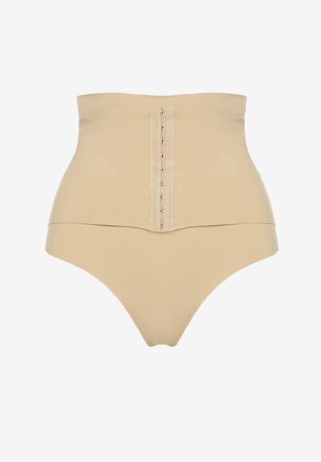 Beżowa Bielizna modelująca Majtki z Wysoką Talią Efralia
