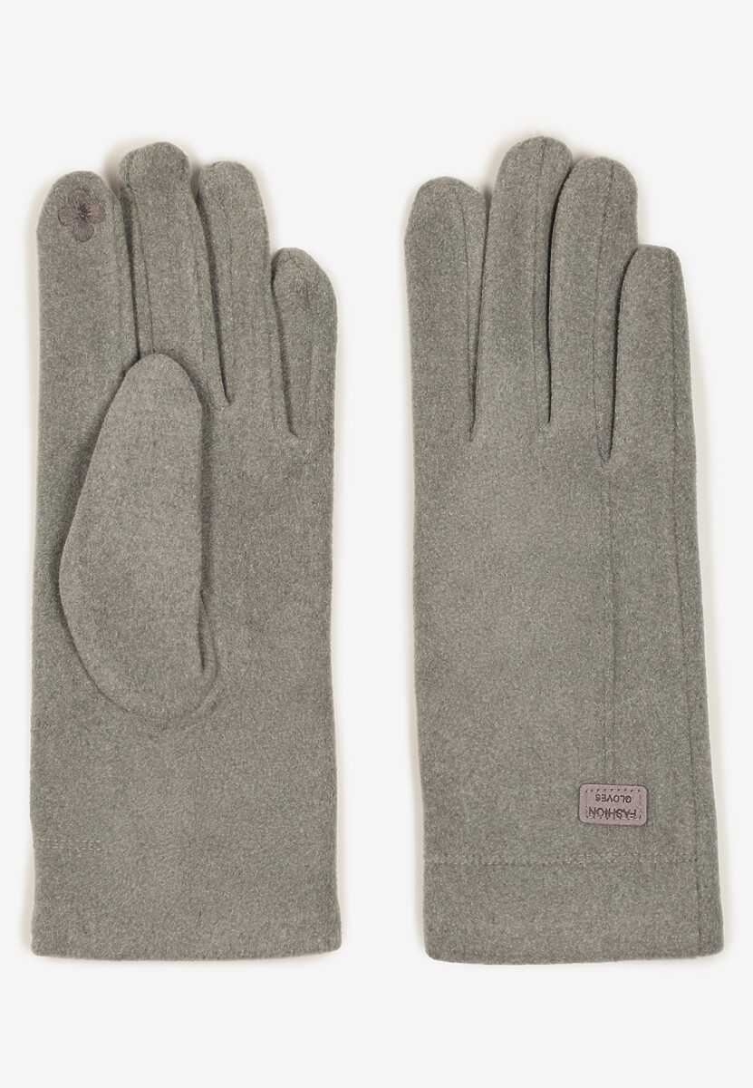 Bordowe Rękawiczki Zimowe z Bawełną Ozdobione Aplikacją Gralemi