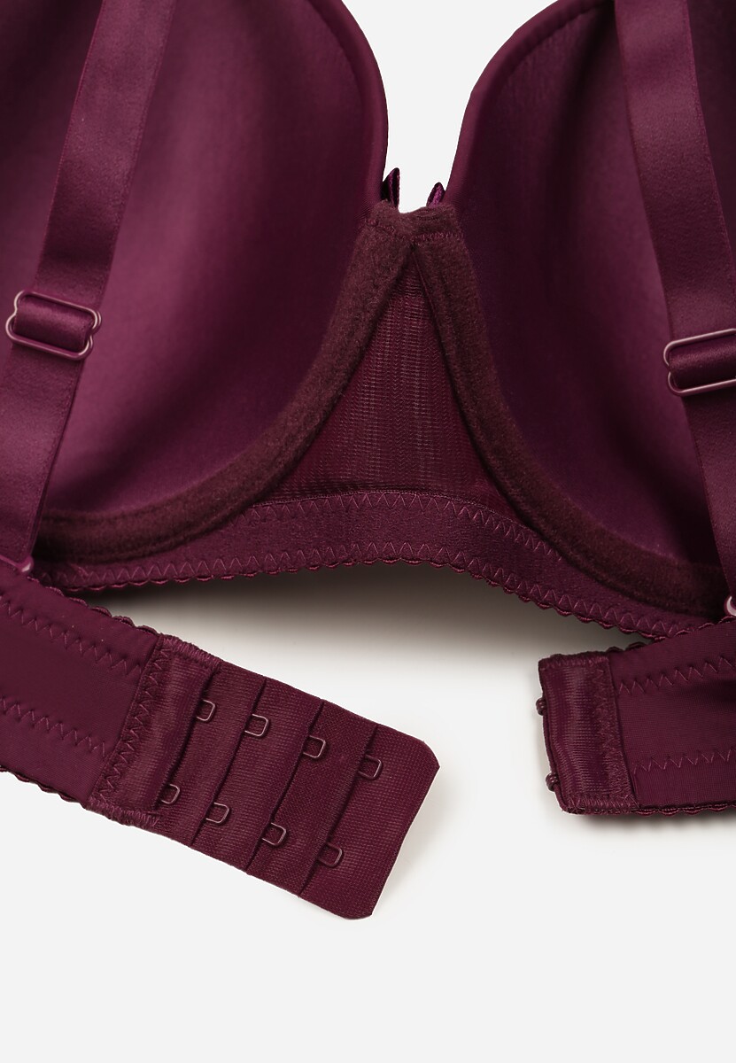 Ciemnofioletowy Biustonosz o Gładkim Wykończeniu z Kokardką Phiphise