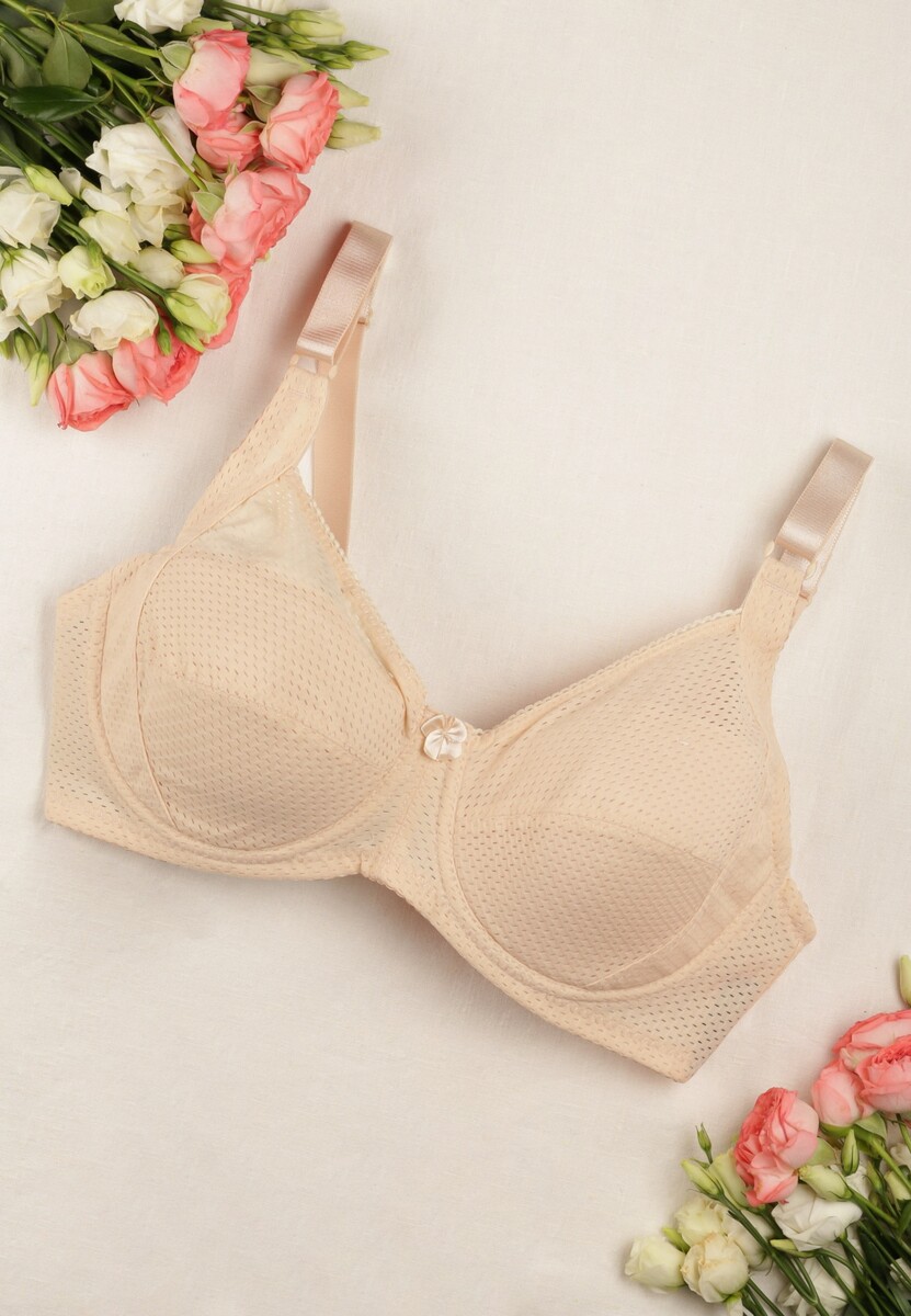 Jasnobeżowy Klasyczny Biustonosz z Regulowanymi Ramiączkami Imoni