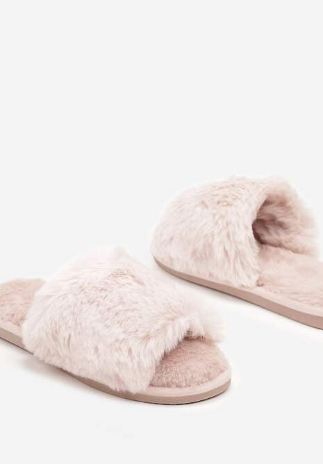 Różowe Kapcie Futrzane Vices z Szerokim Paskiem Selaenor