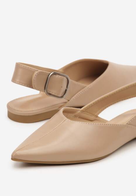 Beżowe Sandały Vices Slingback z Paskiem ze Sprzączką Nirarine