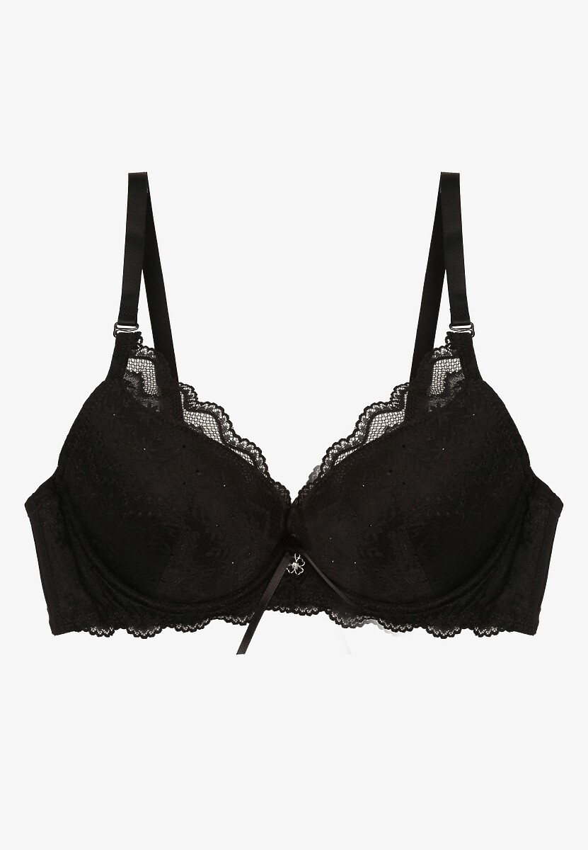 Czarny Koronkowy Biustonosz o Fasonie Push Up Mellimi