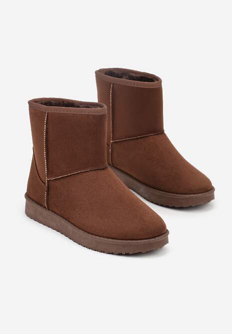 Brązowe Śniegowce z Przeszyciami po Bokach Retena