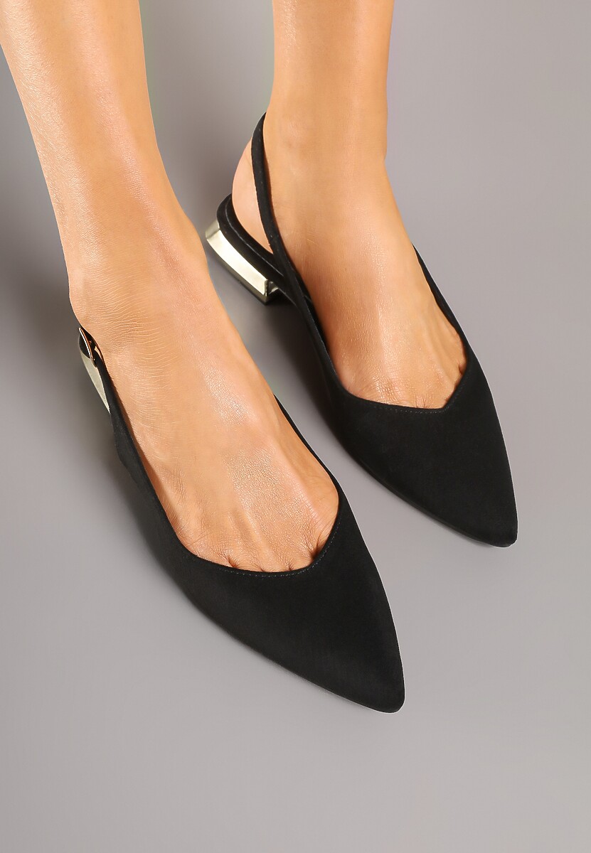 Czarne Sandały Slingback Vices z Wkładką ze Skóry Naturalnej Galeresa