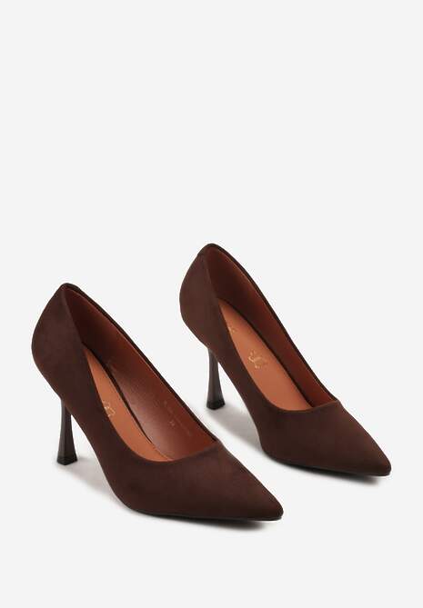 Brązowe Szpilki Vices z Wkładką ze Skóry Naturalnej Gioriane