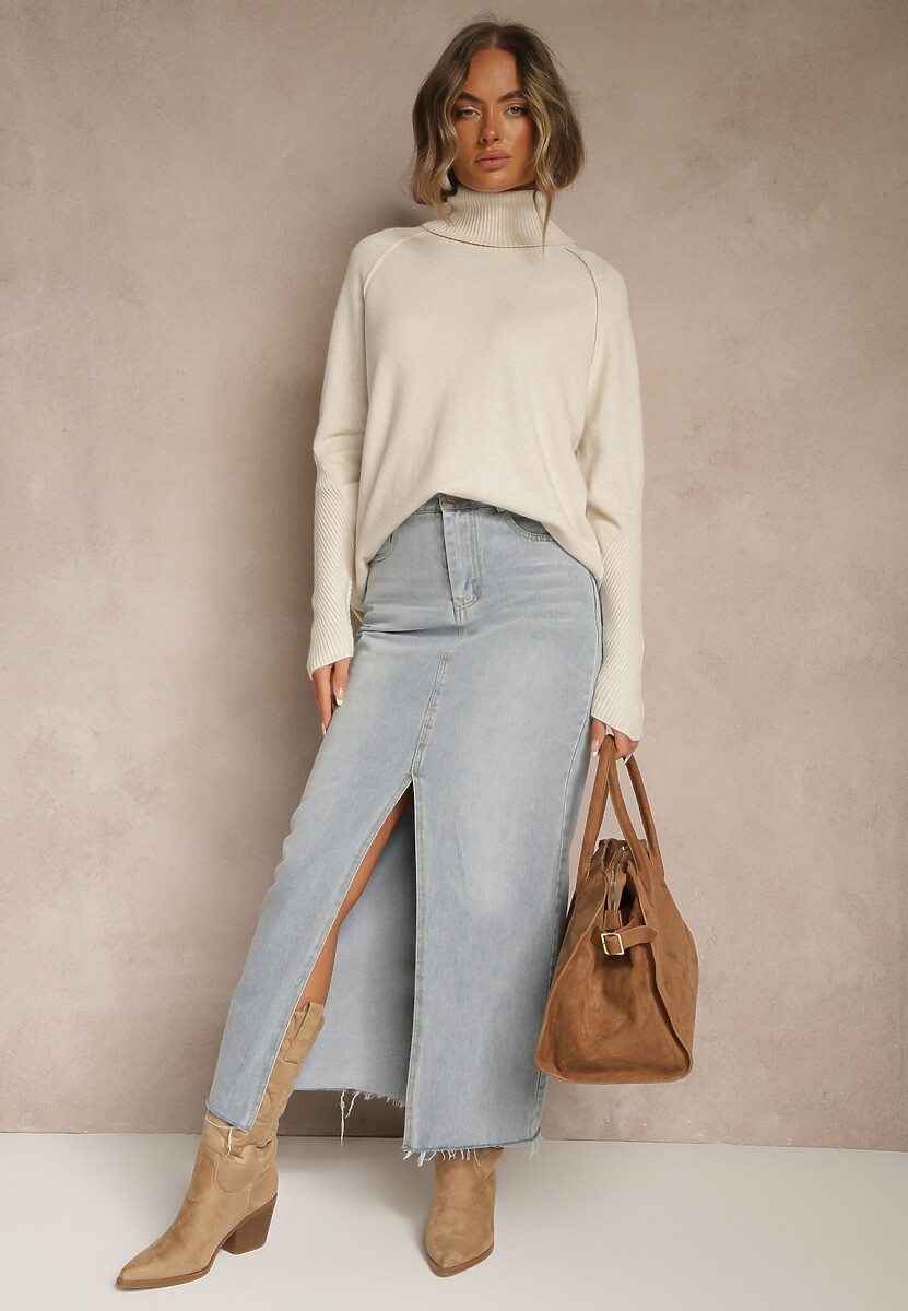 Beżowy Golf z Domieszką Kaszmiru o Prostym Kroju Zoirsova