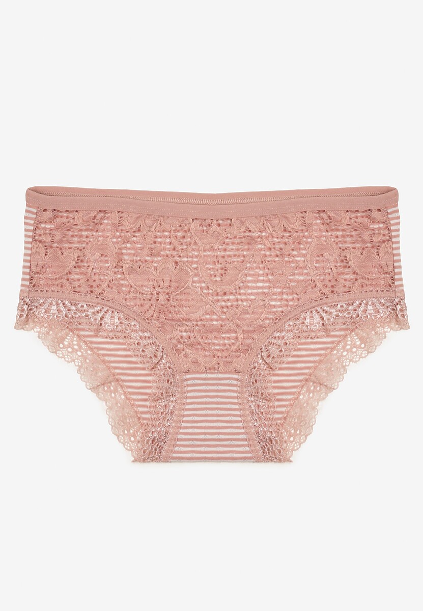 Beżowe Koronkowe Majtki Figi z Bawełny Kathrin