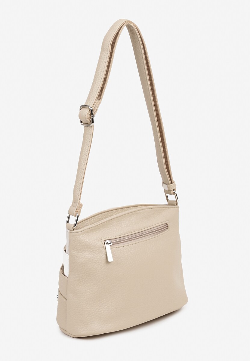 Jasnobeżowa Torebka Ozdobione Suwakami i Napisami Tanovira