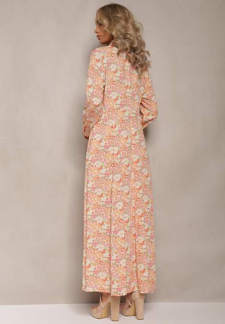 Biało-Pomarańczowa Sukienka Koszulowa Castorius