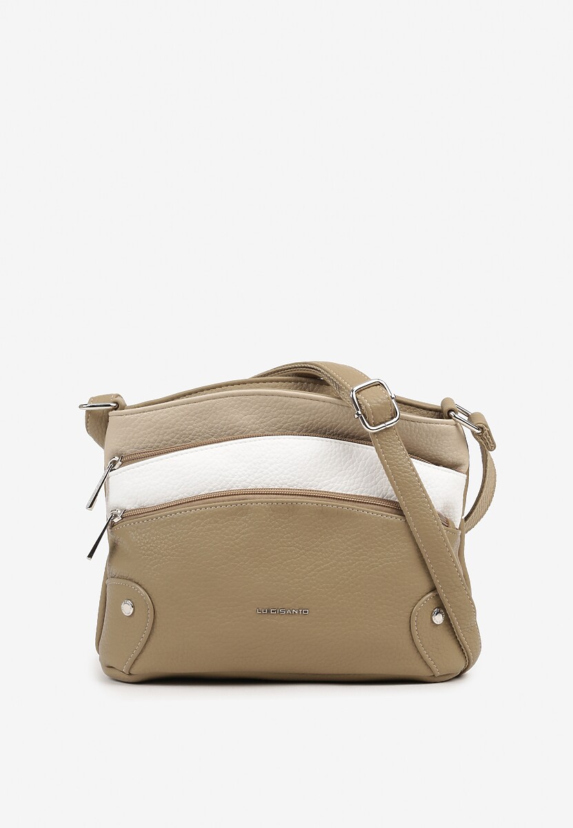 Beżowa Torebka Ozdobione Suwakami i Napisami Tanovira