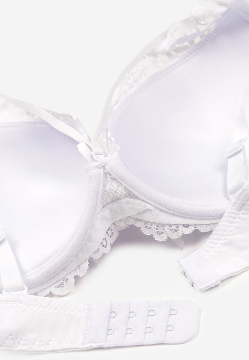 Biały Koronkowy Biustonosz z Cyrkoniami i Efektem Push-Up Ivantia