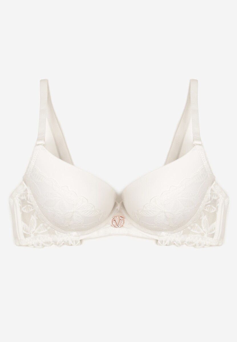 Jasnobeżowy Biustonosz Miseczka C z Koronkową Wstawką Mailenne