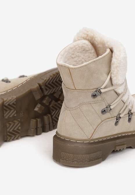 Jasnobeżowe Traperki z Futrzanym Językiem Florica