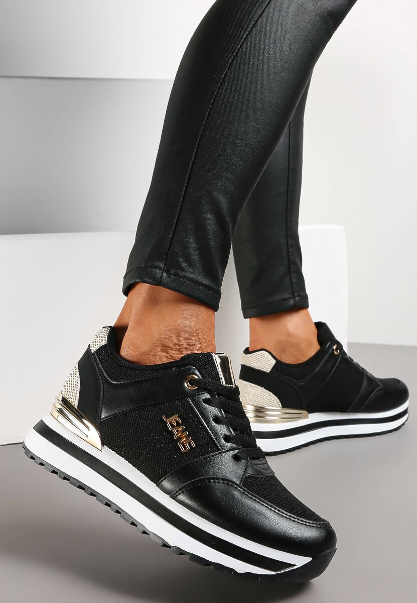 Beżowe Brokatowe Sneakersy na Ozdobnej Podeszwie przed Kostkę Jariana