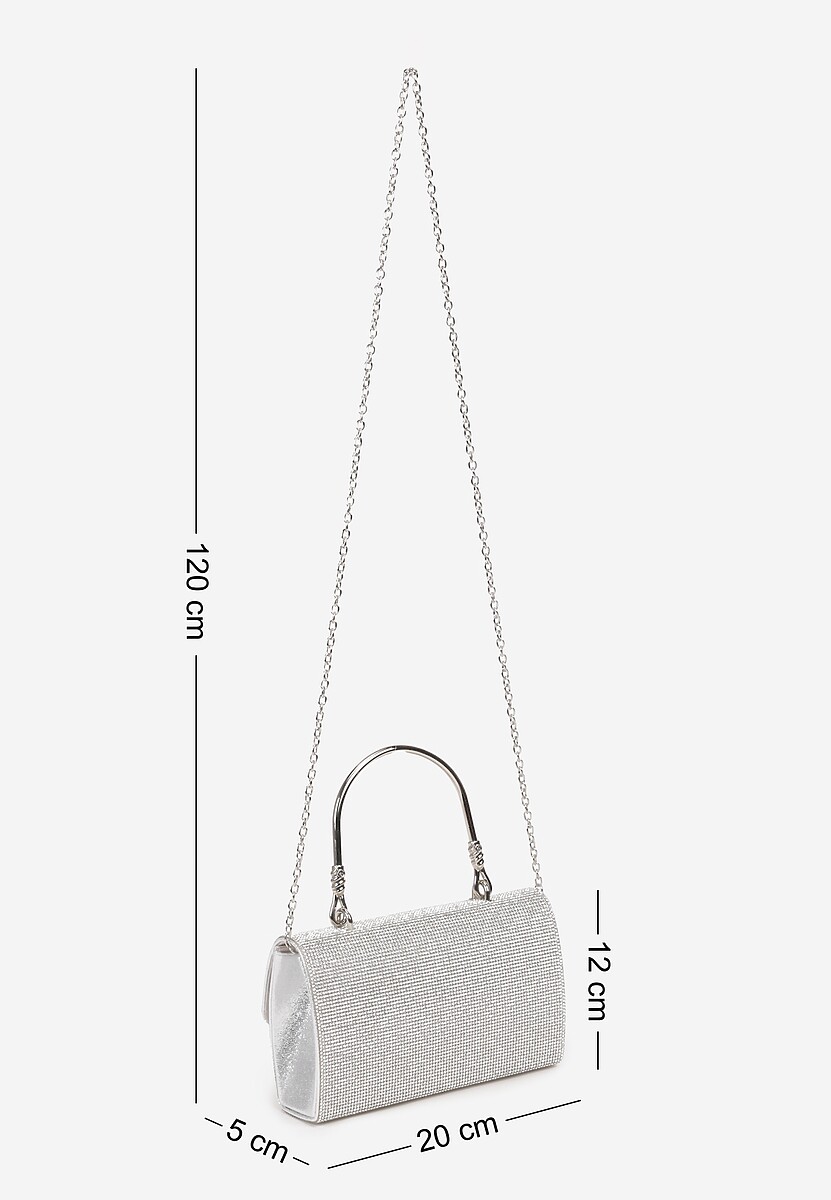 Srebrna Mała Torebka z Rączką i Łańcuszkiem na Magnes z Cyrkoniami Fanatia