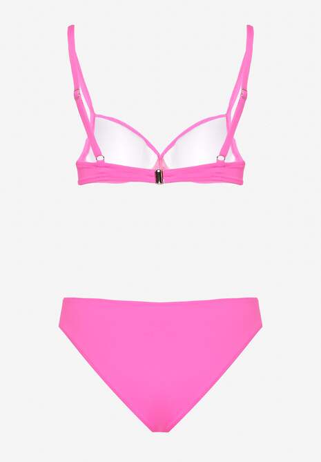 Fuksjowe Bikini Majtki Figi Biustonosz z Trójkątną Aplikacją Natizeria