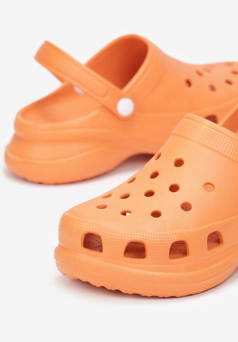 Pomarańczowe Klapki z Paskiem i Wycięciami Bacali