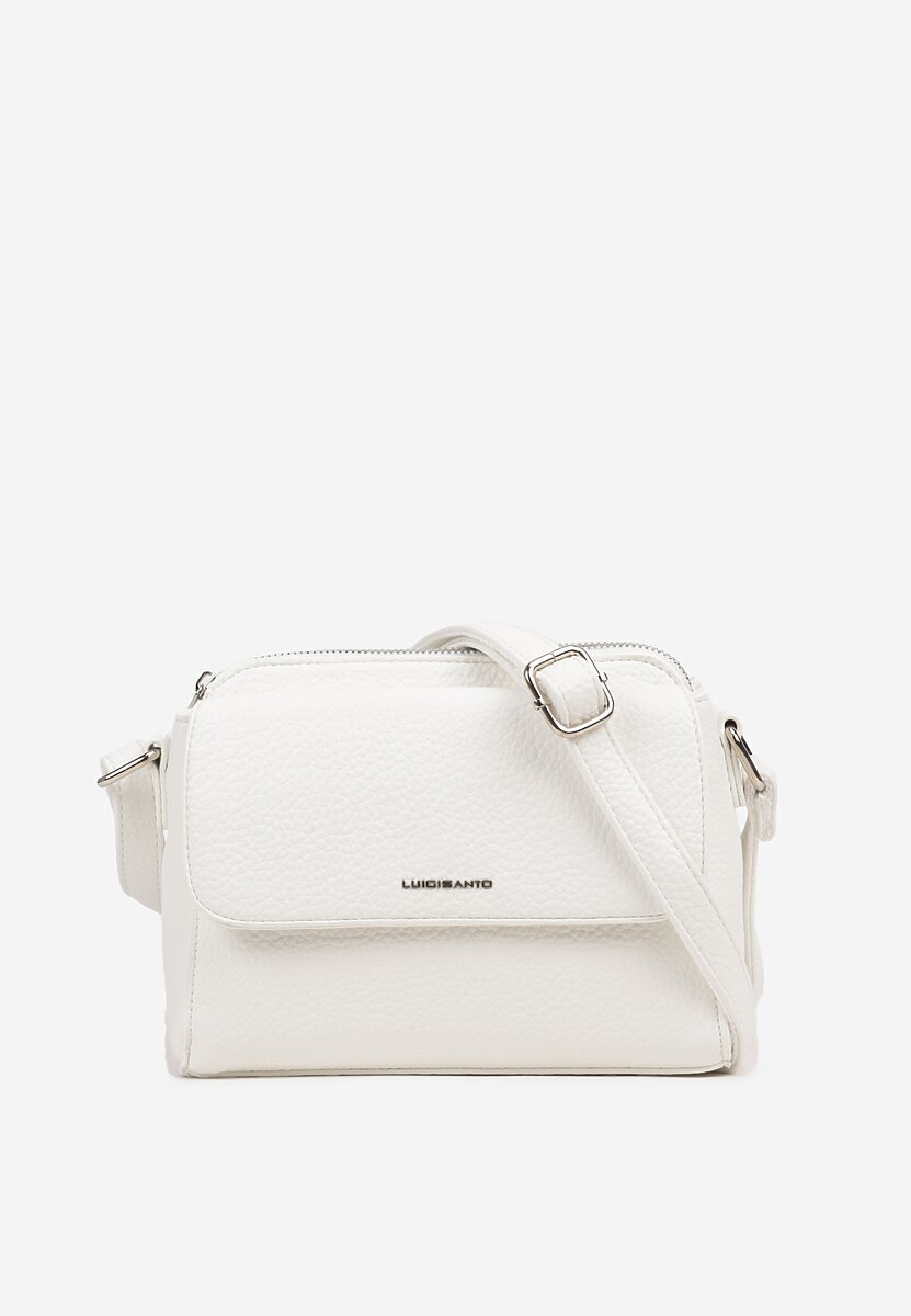 Biała Torebka Ozdobiona Napisem i Klapą Davisse