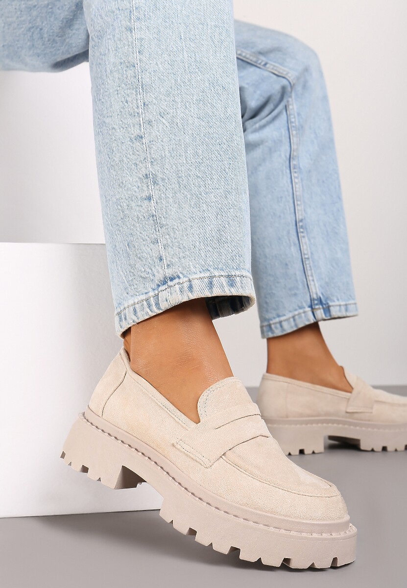 Beżowe Wsuwane Mokasyny Vices na Platformie Dionela