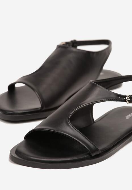 Czarne Asymetryczne Sandały Vices ze Sprzączką Merilda
