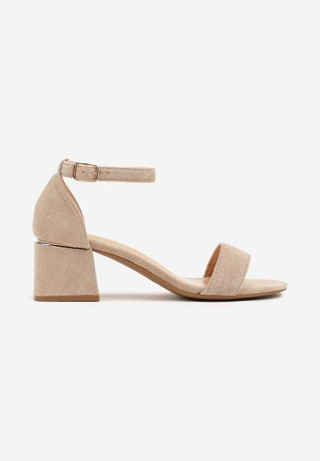 Ciemnobeżowe Basicowe Sandały Vices na Słupku Ralira