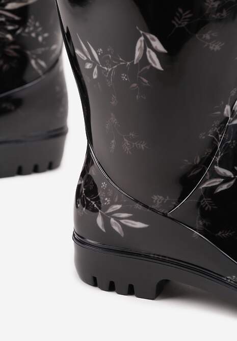 Czarne Kalosze Ozdobione Motywem Liści Rilireia