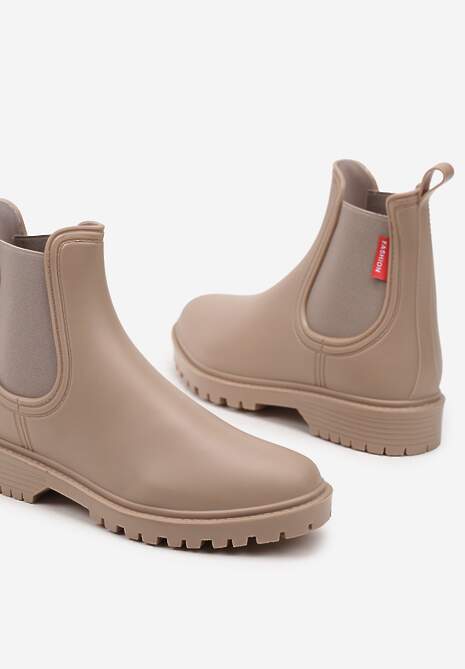 Ciemnobeżowe Kalosze z Elastyczną Wstawką Erlexia