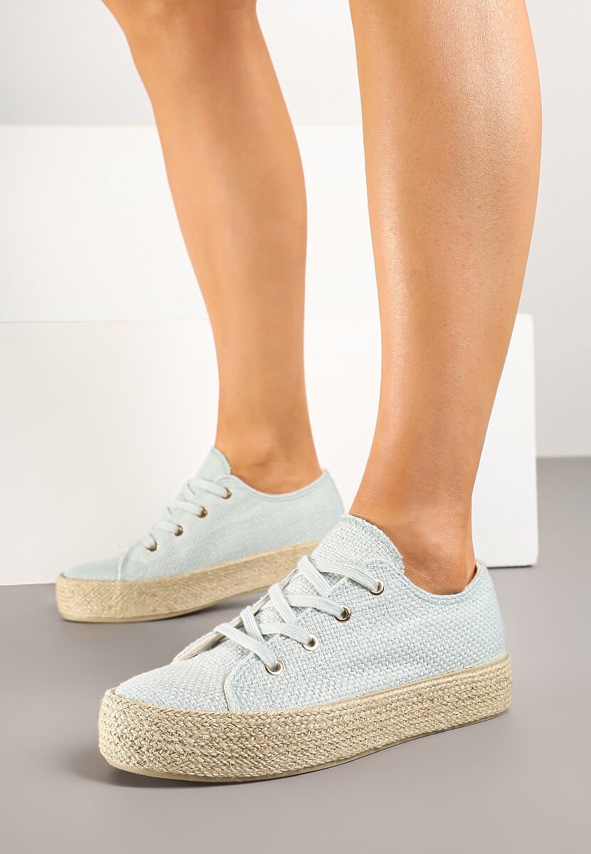 Jasnozielone Trampki Ozdobione Plecionką Filatera