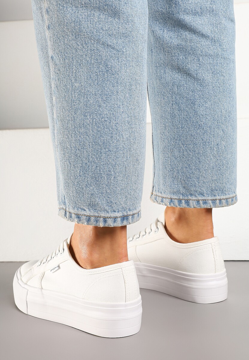 Białe Basicowe Trampki na Platformie Mailiselle