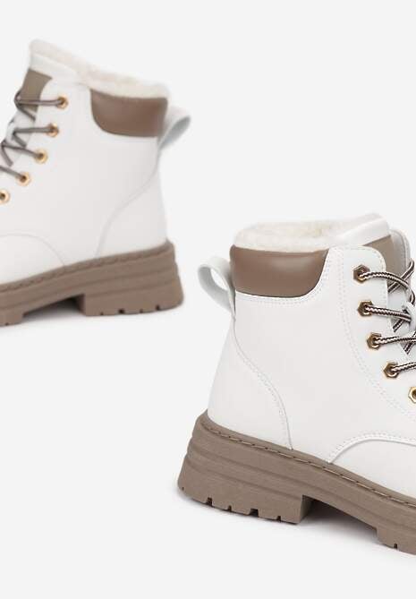 Białe Traperki Mocno Ocieplone Sztucznym Futerkiem Janeka