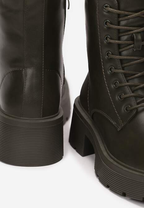 Zielone Botki Workery na Grubej Podeszwie Savoy