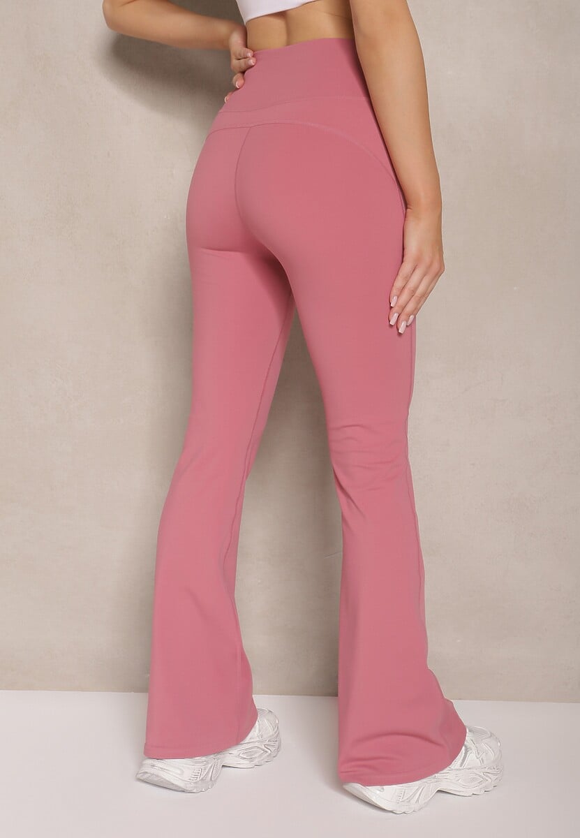 Ciemnoróżowe Legginsy Dzwony High Waist Korivienne