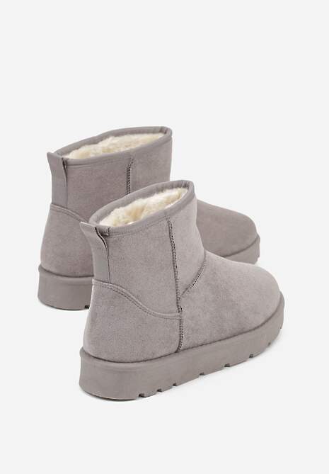 Szare Klasyczne Śniegowce Wsuwane z Imitacji Zamszu Atuvitte