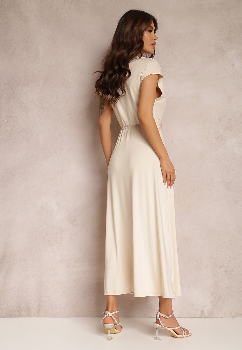 Jasnobeżowa Sukienka Kopertowa Appephone