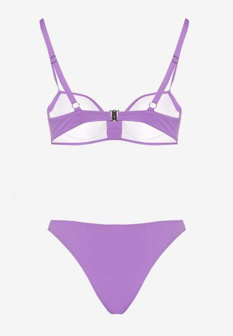 Fioletowe Bikini Biustonosz i Majtki Figi z Aplikacją z Cyrkoniami Nateria
