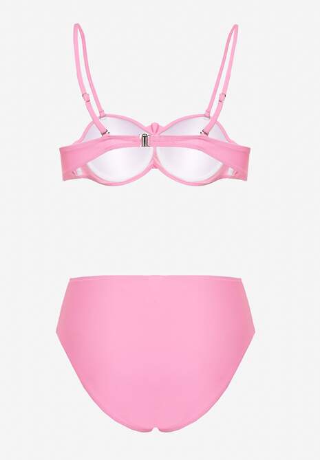 Jasnoróżowe Bikini Majtki Figi Biustonosz Ozdobione Kwiatem 3D Tenionea