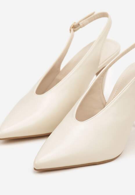 Beżowe Sandały Slingback na Obcasie Typu Szpilka Latira