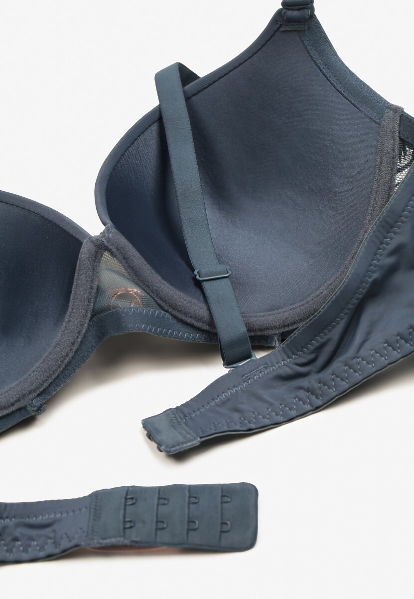 Granatowy Biustonosz Miseczka C z Koronkową Wstawką Mailenne